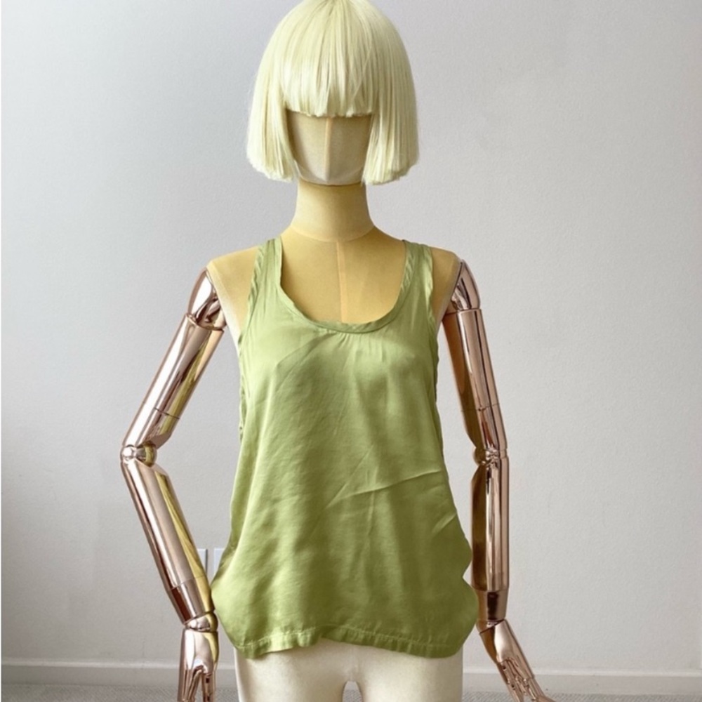 Nili Lotan Green Raceback Scoop Neck Tank Top SZ XS